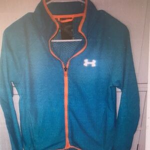 Under Armour Men's Teal Full-Zip Sweater Jacket with Orange Trim